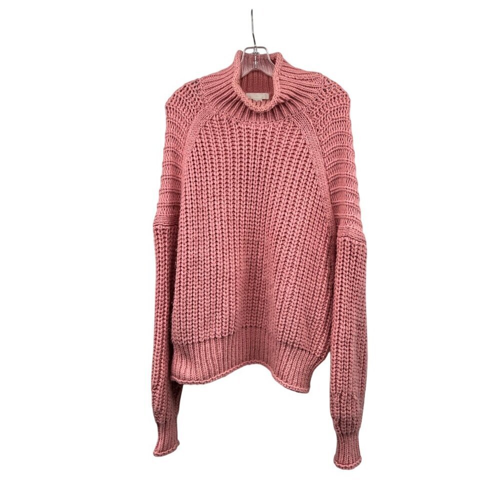H&M Womens Chunky Knit Pullover Sweater Mock Neck Pink Size XL